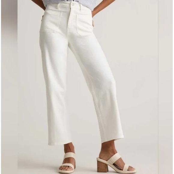 Quince Denim - Quince Bella Jeans High Wasted Stretch Straight Cloud White Denim Summer 26